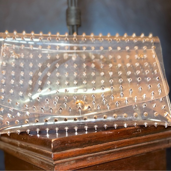 Studded Clear Clutch - Picture 1 of 3